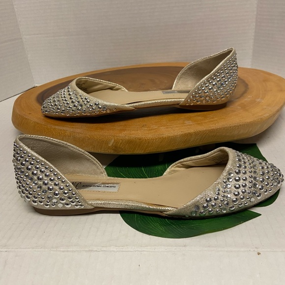 INC Concepts Blinged Jeweled CRESCENTS flats - Picture 2 of 12